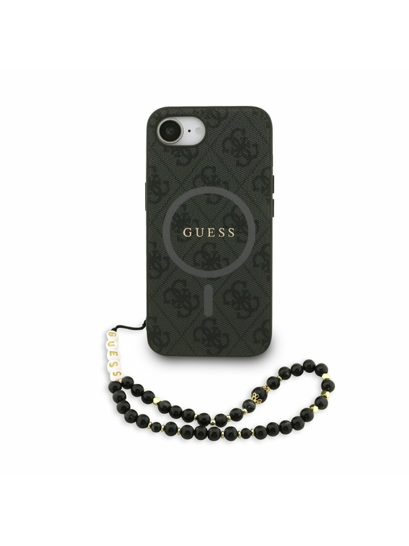 Guess Guess PU usnje 4G Colored Ring Trak MagSafe Zadnji pokrov za iPhone 16e Black