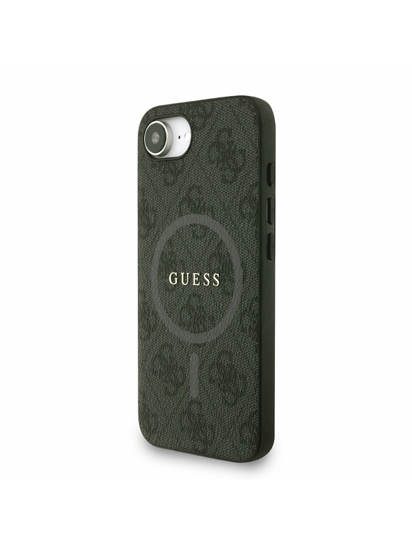 Guess Guess PU usnje 4G Colored Ring Trak MagSafe Zadnji pokrov za iPhone 16e Black