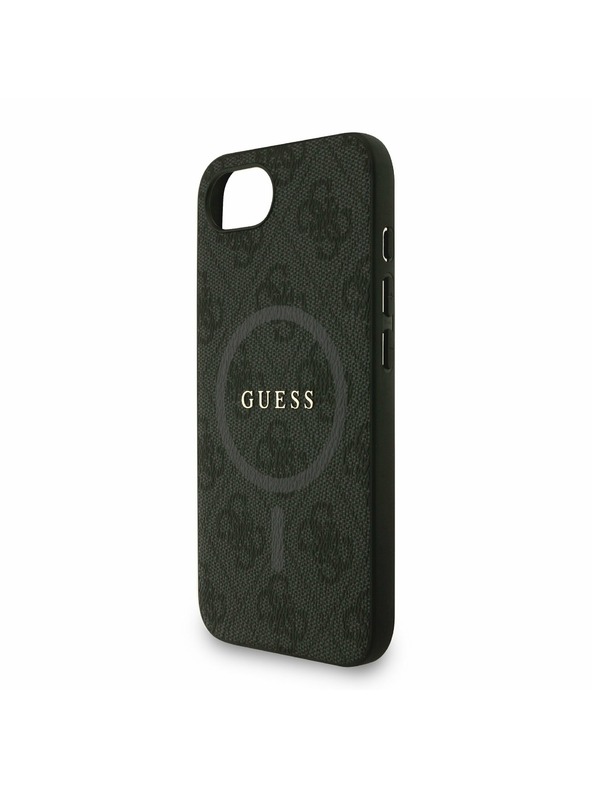 Guess Guess PU usnje 4G Colored Ring Trak MagSafe Zadnji pokrov za iPhone 16e Black