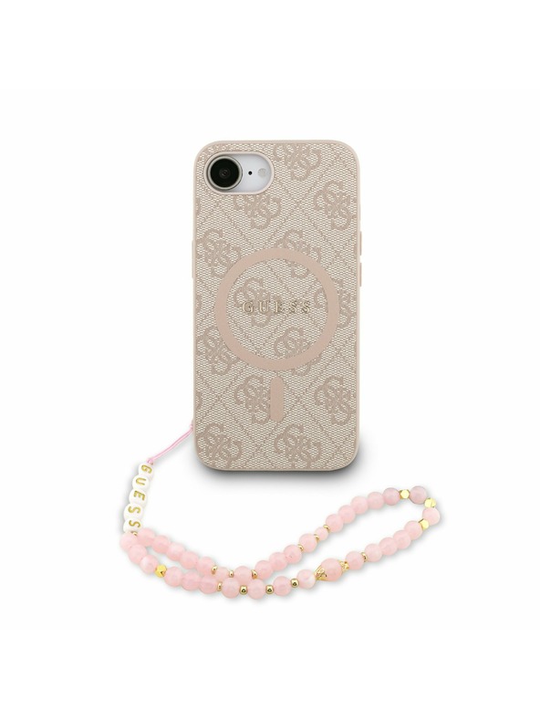 Guess Guess PU usnje 4G Colored Ring Trak MagSafe Zadnji pokrov za iPhone 16e Pink