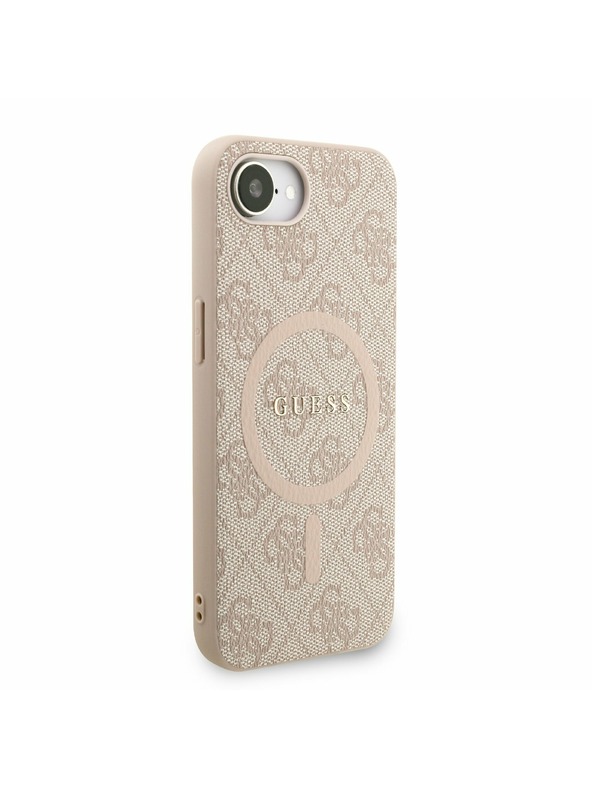 Guess Guess PU usnje 4G Colored Ring Trak MagSafe Zadnji pokrov za iPhone 16e Pink
