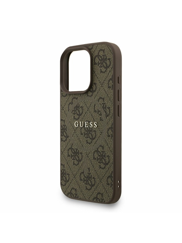 Guess Guess PU usnje 4G Colored Ring Trak MagSafe Zadnji pokrov za iPhone 16 Pro Max Brown