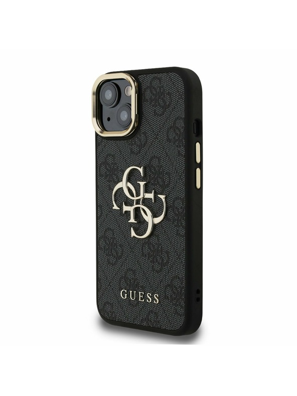 Guess Guess PU 4G Metal Logo Stand Camera Frame Zadnji pokrov za iPhone 14 Black