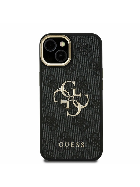 Guess Guess PU 4G Metal Logo Stand Camera Frame Zadnji pokrov za iPhone 14 Black