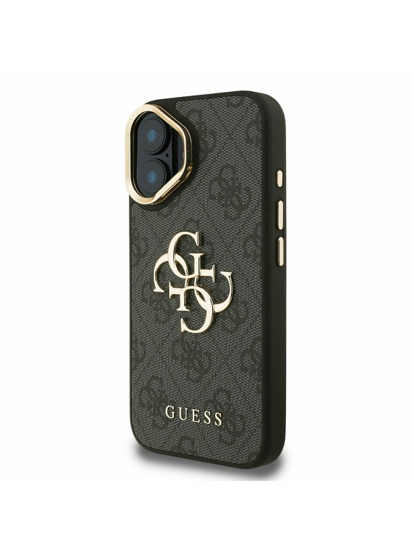 Guess Guess PU 4G Metal Logo Stand Camera Frame Zadnji pokrov za iPhone 16 Black
