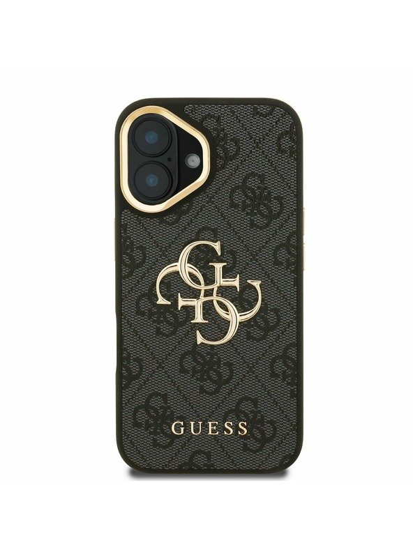 Guess Guess PU 4G Metal Logo Stand Camera Frame Zadnji pokrov za iPhone 16 Black