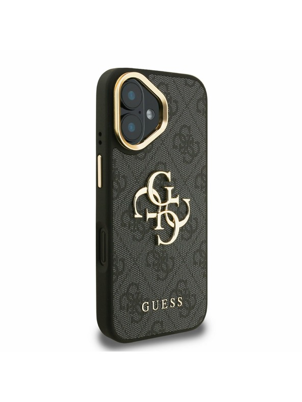 Guess Guess PU 4G Metal Logo Stand Camera Frame Zadnji pokrov za iPhone 16 Black