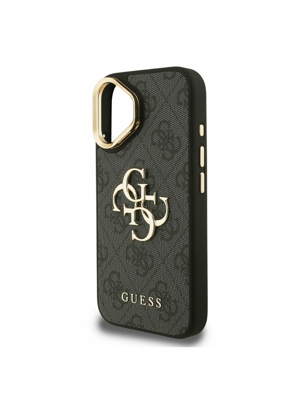 Guess Guess PU 4G Metal Logo Stand Camera Frame Zadnji pokrov za iPhone 16 Black