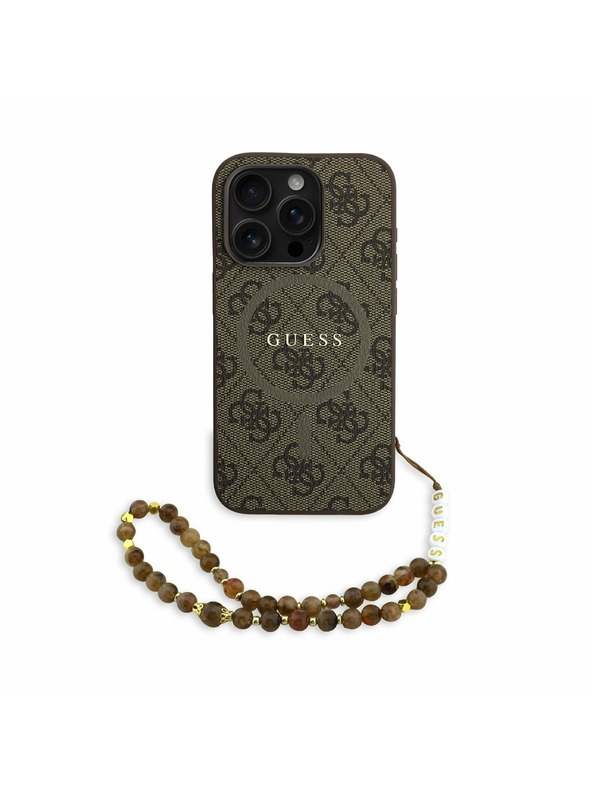 Guess Guess PU usnje 4G Colored Ring Trak MagSafe Zadnji pokrov za iPhone 15 Pro Brown