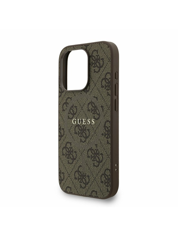Guess Guess PU usnje 4G Colored Ring Trak MagSafe Zadnji pokrov za iPhone 15 Pro Brown