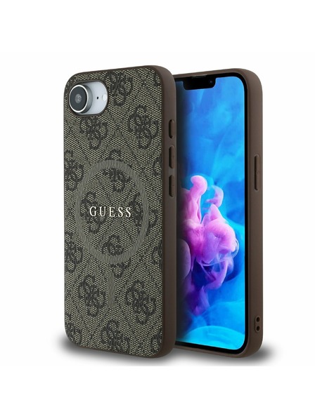 Guess Guess PU usnje 4G Colored Ring MagSafe Zadnji pokrov za iPhone 16e Brown