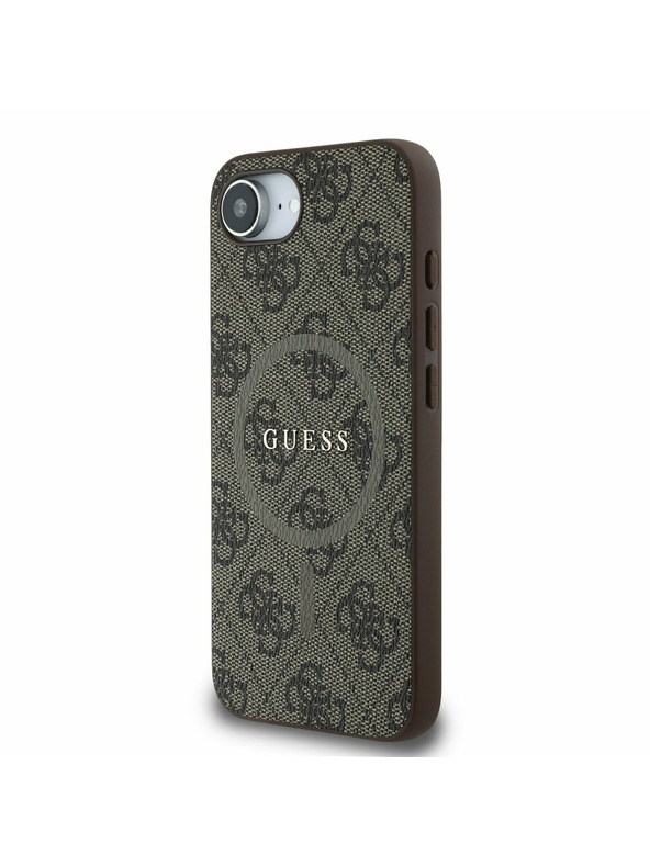 Guess Guess PU usnje 4G Colored Ring MagSafe Zadnji pokrov za iPhone 16e Brown
