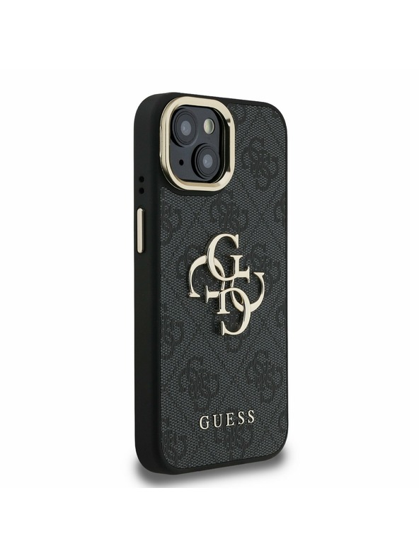 Guess Guess PU 4G Metal Logo Stand Camera Frame Zadnji pokrov za iPhone 15 Black