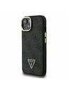 Guess Guess PU 4G Strass Triangle Logo Stand Camera Frame MagSafe Zadnji pokrov za iPhone 15 Black