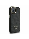 Guess Guess PU 4G Strass Triangle Logo Stand Camera Frame MagSafe Zadnji pokrov za iPhone 15 Black
