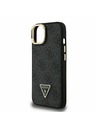 Guess Guess PU 4G Strass Triangle Logo Stand Camera Frame MagSafe Zadnji pokrov za iPhone 15 Black