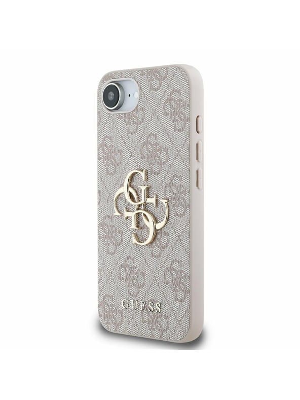 Guess Guess PU 4G Metal Logo Zadnji pokrov za iPhone 16e Pink