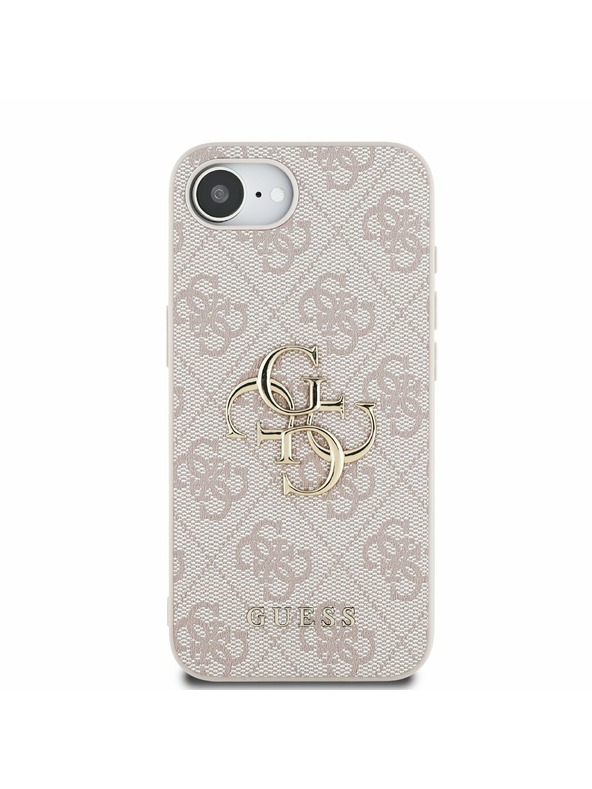 Guess Guess PU 4G Metal Logo Zadnji pokrov za iPhone 16e Pink