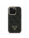 Guess Guess PU 4G Strass Triangle Logo Stand Camera Frame MagSafe Zadnji pokrov za iPhone 15 Pro Black