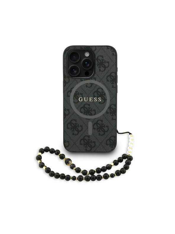 Guess Guess PU usnje 4G Colored Ring Trak MagSafe Zadnji pokrov za iPhone 15 Pro Max Black