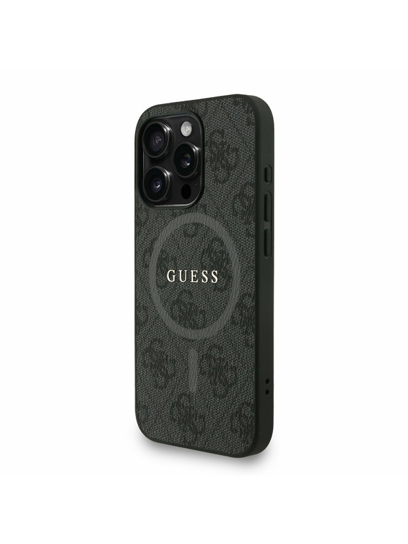 Guess Guess PU usnje 4G Colored Ring Trak MagSafe Zadnji pokrov za iPhone 15 Pro Max Black