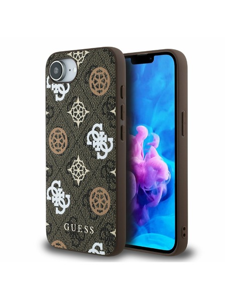 Guess Guess PU 4G Peony MagSafe Zadnji pokrov za iPhone 16e Brown