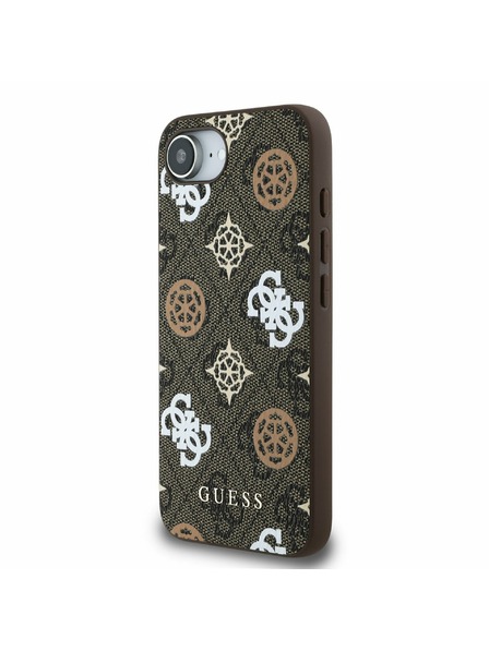 Guess Guess PU 4G Peony MagSafe Zadnji pokrov za iPhone 16e Brown