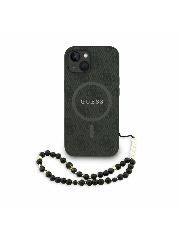 Guess Guess PU usnje 4G Colored Ring Trak MagSafe Zadnji pokrov za iPhone 15 Black