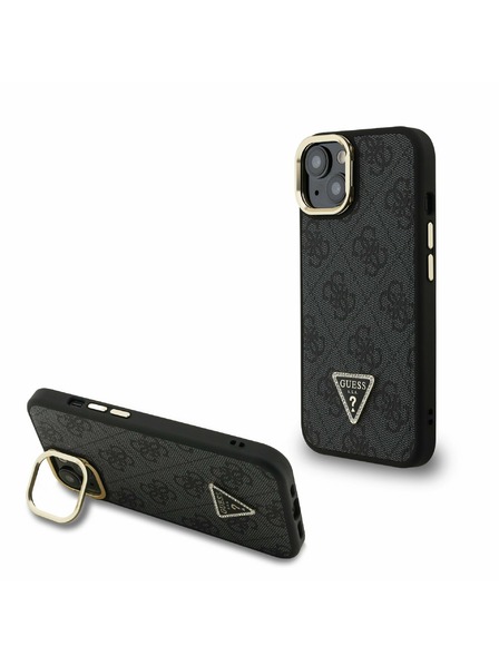 Guess Guess PU 4G Strass Triangle Logo Stand Camera Frame MagSafe Zadnji pokrov za iPhone 13 Black
