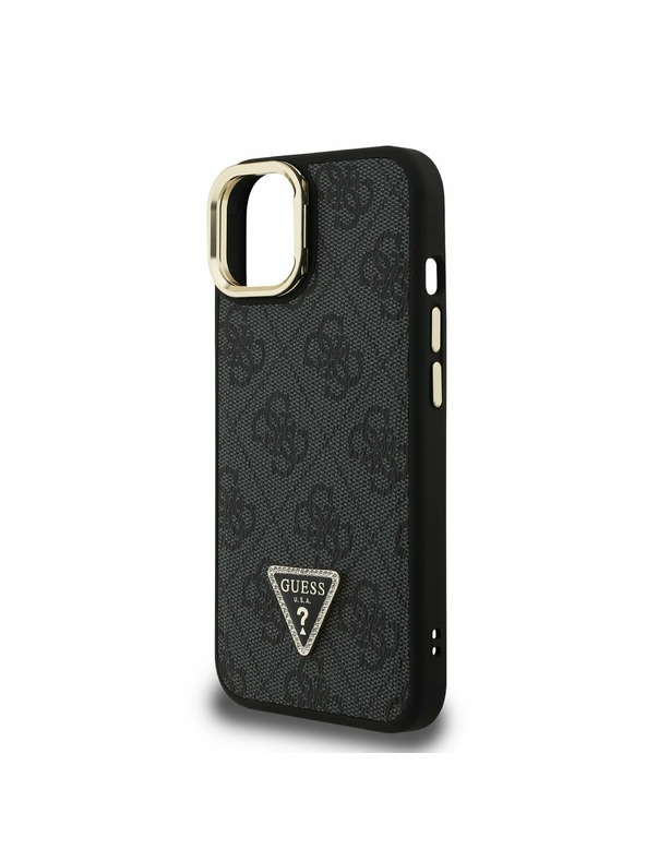 Guess Guess PU 4G Strass Triangle Logo Stand Camera Frame MagSafe Zadnji pokrov za iPhone 13 Black