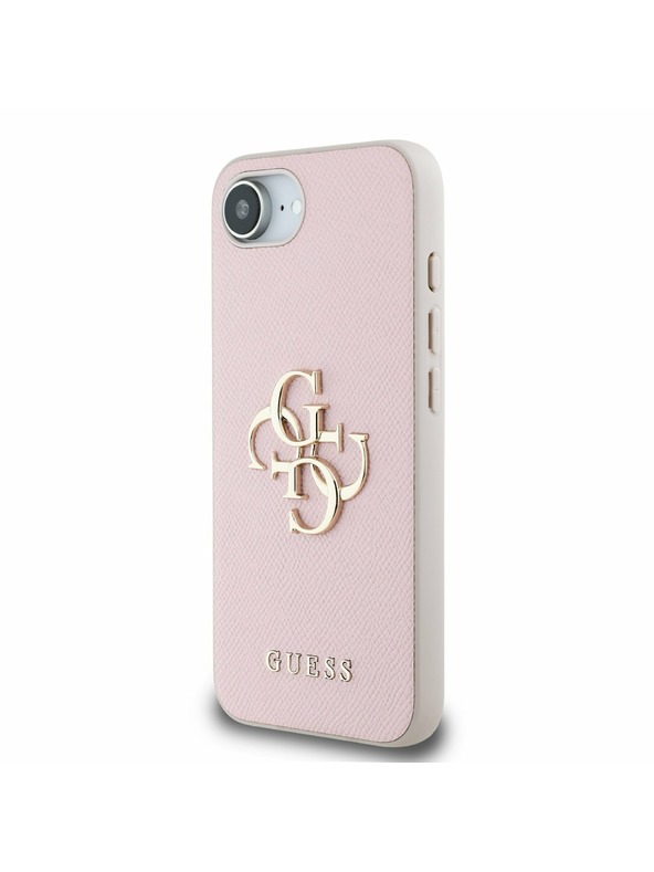 Guess Guess PU Grained 4G Metal Logo Zadnji pokrov za iPhone 16e Roza