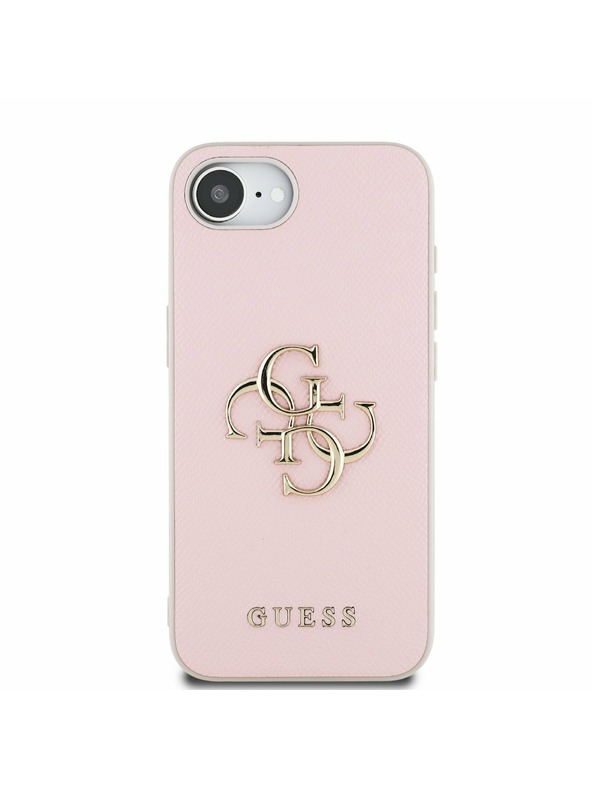 Guess Guess PU Grained 4G Metal Logo Zadnji pokrov za iPhone 16e Roza