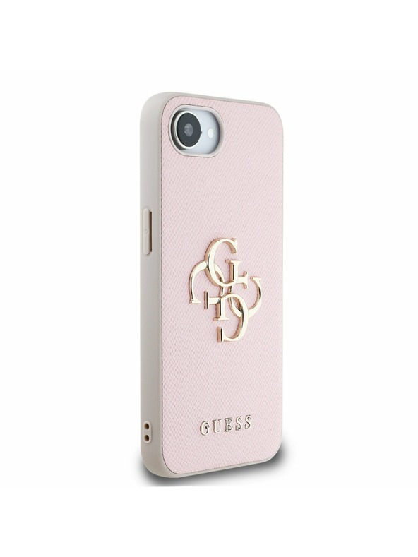 Guess Guess PU Grained 4G Metal Logo Zadnji pokrov za iPhone 16e Roza
