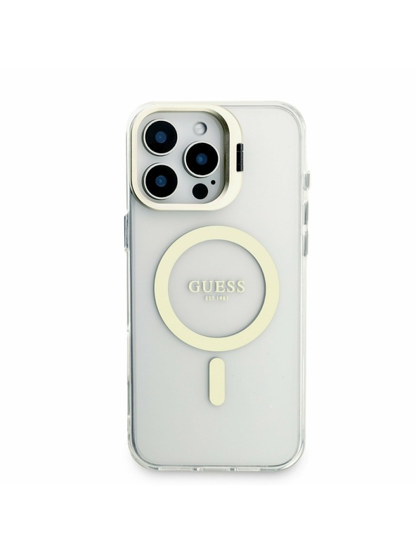 Guess Guess PC/TPU Elektroplatiran Stojalo Camera Frame MagSafe Zadnji pokrov z Zamenljivim Ozadjem za iPhone 16 Pro Max