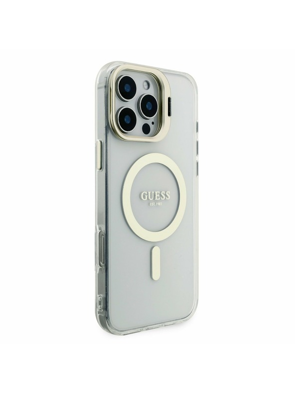 Guess Guess PC/TPU Elektroplatiran Stojalo Camera Frame MagSafe Zadnji pokrov z Zamenljivim Ozadjem za iPhone 16 Pro Max