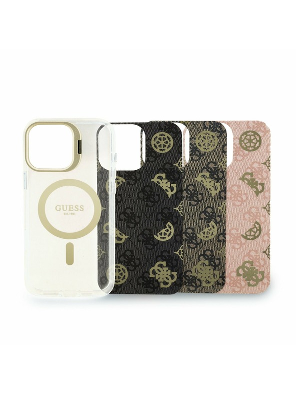 Guess Guess PC/TPU Elektroplatiran Stojalo Camera Frame MagSafe Zadnji pokrov z Zamenljivim Ozadjem za iPhone 16 Pro Max