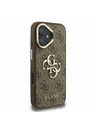 Guess Guess PU 4G Metal Logo Stojalo Camera Frame Zadnji pokrov za iPhone 16 Rjava
