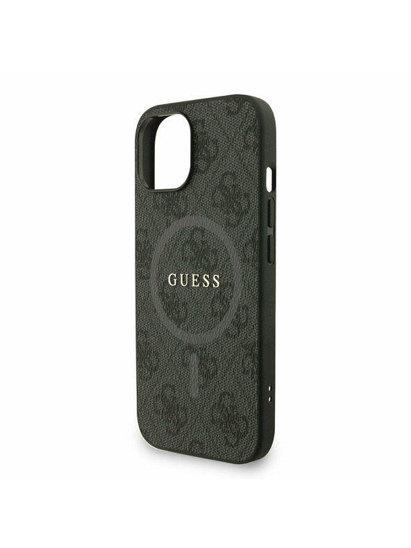 Guess Guess PU Usnje 4G Barvni obroč Trak MagSafe Zadnji pokrov za iPhone 14 Črna