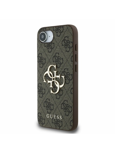 Guess Guess PU 4G Metal Logo Zadnji pokrov za iPhone 16e Rjava