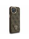 Guess Guess PU 4G Strass Triangle Logo Stojalo Camera Frame MagSafe Zadnji pokrov za iPhone 15 Rjava