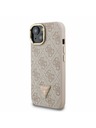 Guess Guess PU 4G Strass Triangle Logo Stojalo Camera Frame MagSafe Zadnji pokrov za iPhone 15 Roza