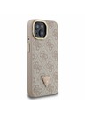Guess Guess PU 4G Strass Triangle Logo Stojalo Camera Frame MagSafe Zadnji pokrov za iPhone 15 Roza