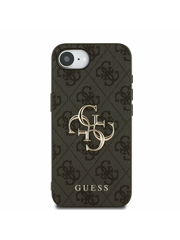 Guess Guess PU 4G Metal Logo Zadnji pokrov za iPhone 16e Siva