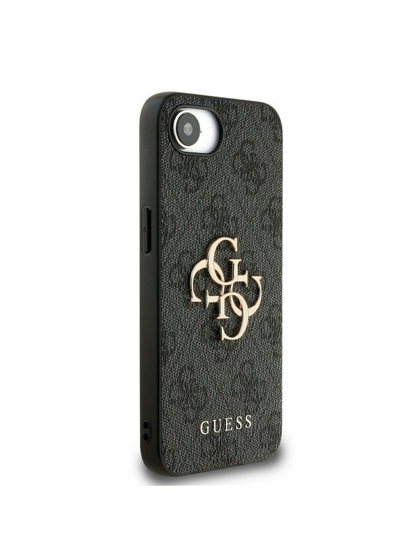 Guess Guess PU 4G Metal Logo Zadnji pokrov za iPhone 16e Siva