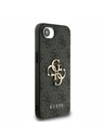 Guess Guess PU 4G Metal Logo Zadnji pokrov za iPhone 16e Siva