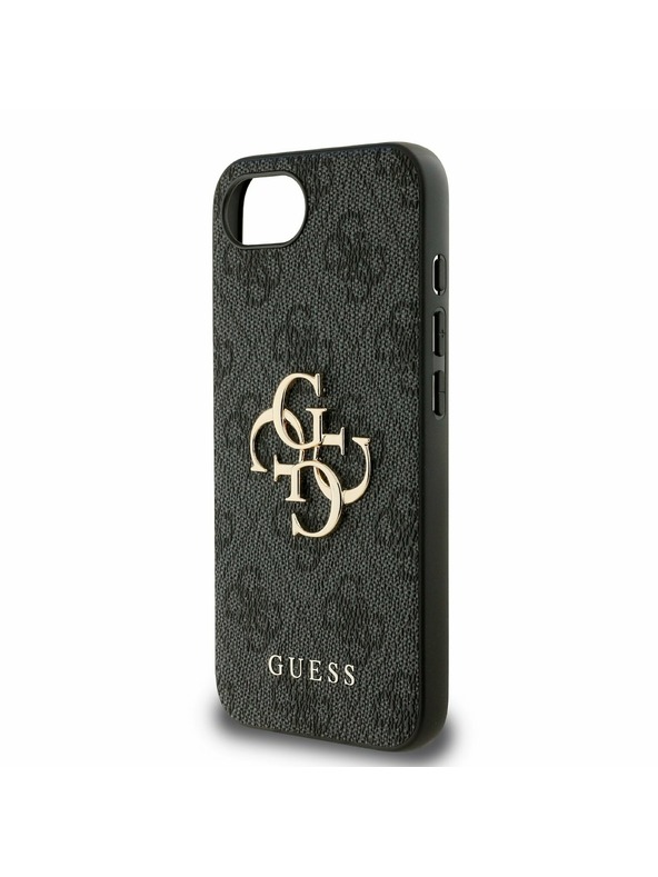 Guess Guess PU 4G Metal Logo Zadnji pokrov za iPhone 16e Siva