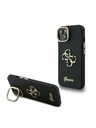 Guess Guess PU Strukturirano 4G Logo Stojalo Okvir kamere Zadnji pokrov za iPhone 15 Black
