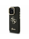 Guess Guess PU Strukturirano 4G Logo Stojalo Okvir kamere Zadnji pokrov za iPhone 16 Pro Black