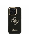 Guess Guess PU Strukturirano 4G Logo Stojalo Okvir kamere Zadnji pokrov za iPhone 16 Pro Black