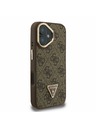 Guess Guess PU 4G Strass Trikotni Logo Stojalo Okvir kamere MagSafe Zadnji pokrov za iPhone 16 Brown